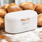 Caixa De Pão De Metal Off White Com Alça Em Madeira Crust - M