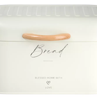 Caixa De Pão De Metal Off White Com Alça Em Madeira Crust - M