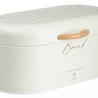 Caixa De Pão De Metal Off White Com Alça Em Madeira Crust - M