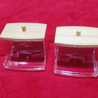 Caixa De Porta Cotonete Armazenamento Com Tampa De Bambu