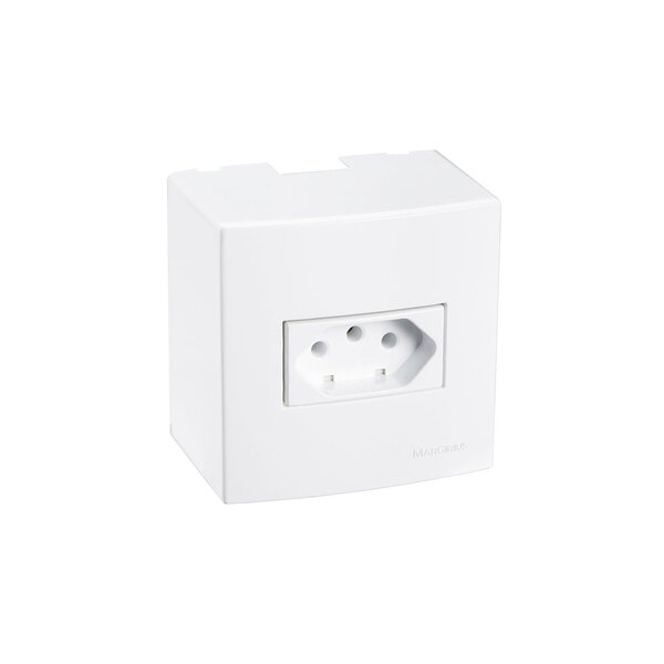 Caixa De Sobrepor 75x75 Com Tomada Margirius Sleek 2p+t 10a B