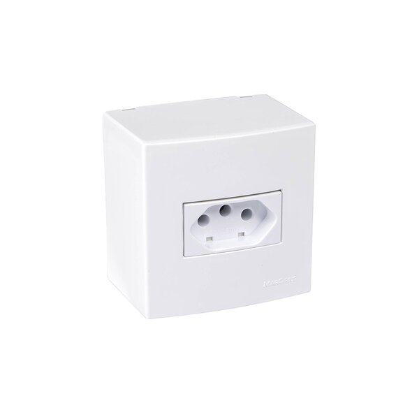 Caixa De Sobrepor 75x75 Com Tomada Margirius Sleek 2p+t 20a B