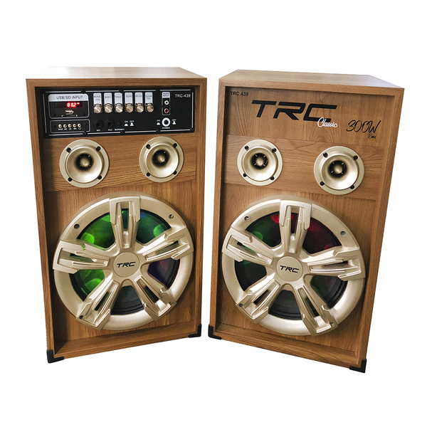 Caixa de som trc amplificada com entrada usb e 2 microfones clearance