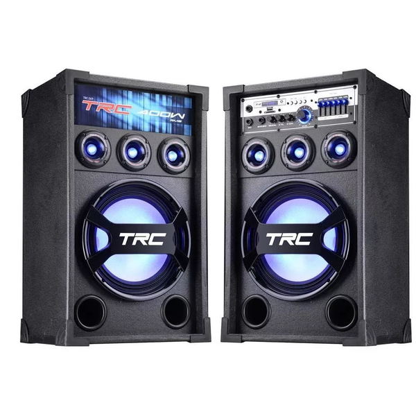 Caixa de som trc amplificada com entrada usb e 2 microfones clearance