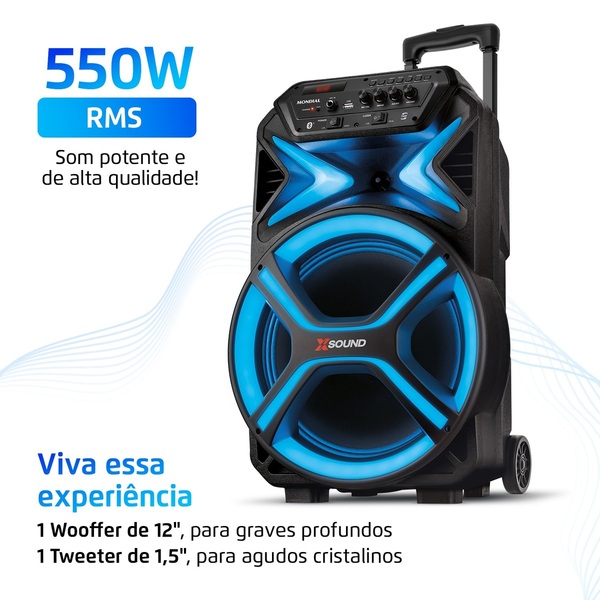 ミュージック 178DVD Caixa Amplificada Mondial Preto 550W RMS Bivolt - CM-550-L - Mondial