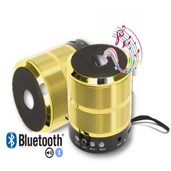 Caixa De Som Bluetooth 887 Fm Academia Aula Piscina Dourado