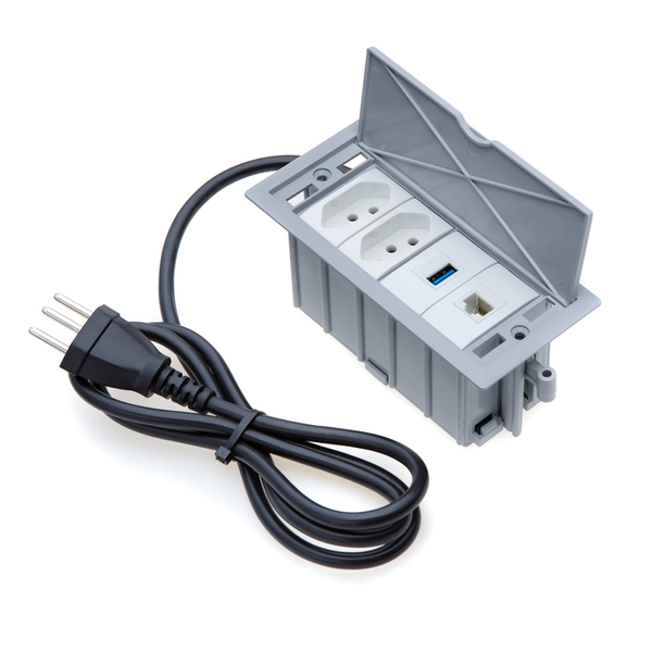 Caixa De Tomada 4 Blocos 2 Tomadas 20a 1 Usb Dados 1 Rj-45 Ci