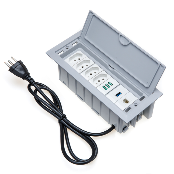 Caixa De Tomada 4 Tomadas 20a 1 Usb Dados 1 Rj-45 3 Usb 5.2a