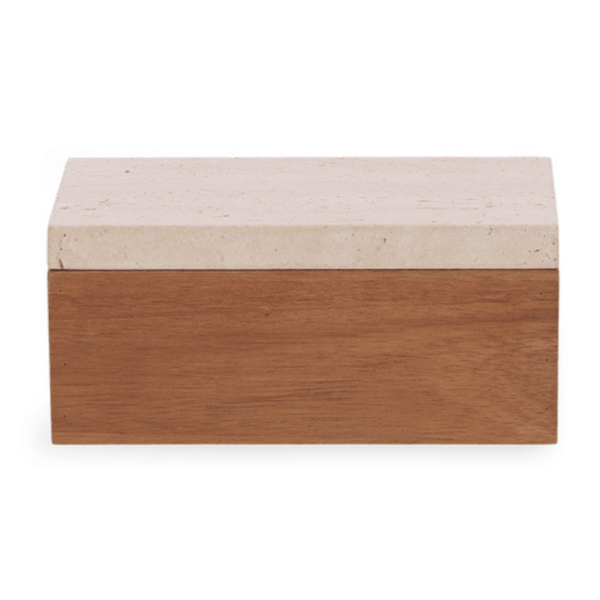 Caixa Decorativa Em Madeira E Mármore 20cm 18924 Mart