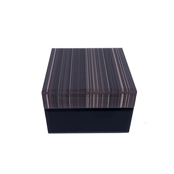 Caixa Decorativa Porta-objetos De Vidro E Madeira Preto 12cm
