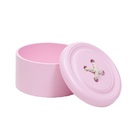 Caixa Decorativa Redonda Porta Treco Em Madeira Rosa