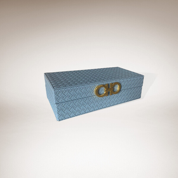 Caixa Decorativas Conforto Azul E Dourado P