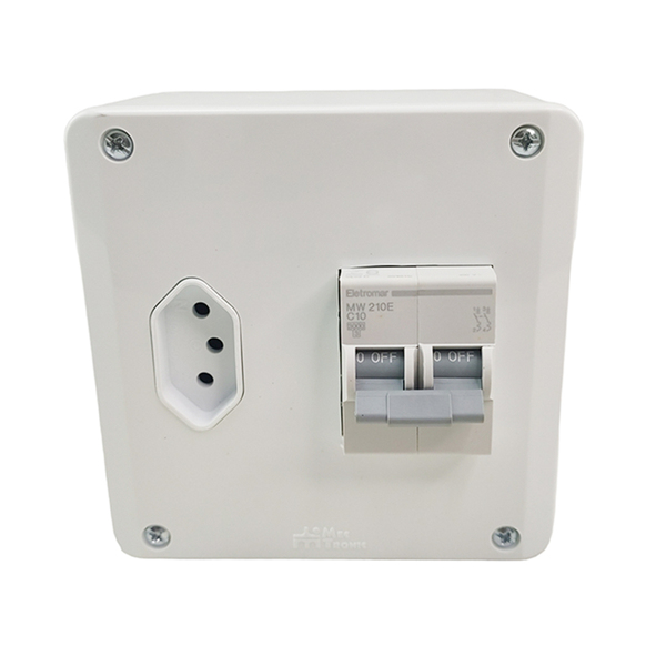 Caixa Disjuntor 10a Tomada 10a Bipolar Interruptor Ar Condici