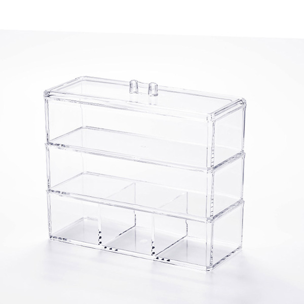 Caixa Em Acrílico Organizadora Tripla Com 5 Divisórias Para M