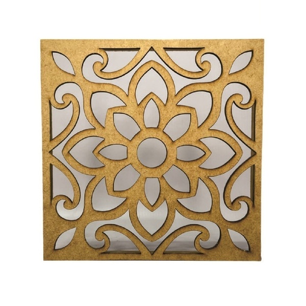 Caixa Em Mdf Com Tampa Trabalhada A Laser Azulejo Cru C 16x16