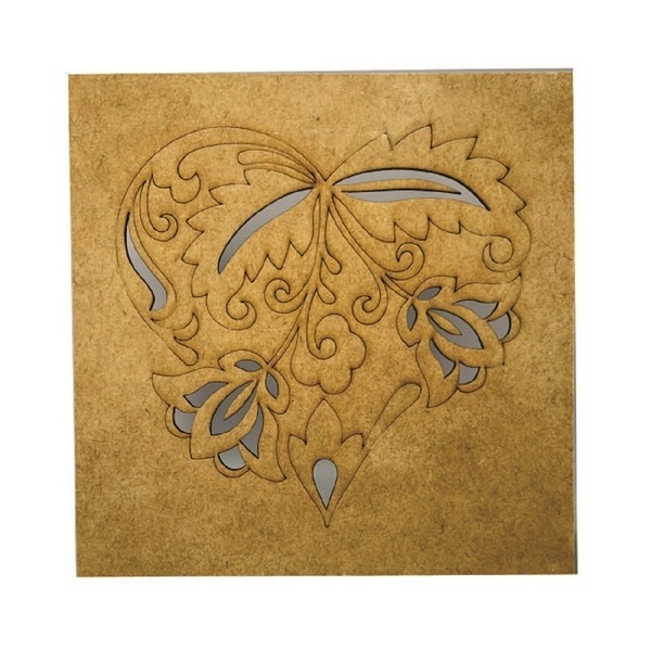 Caixa Em Mdf Com Tampa Trabalhada A Laser Coração Bordado Cru