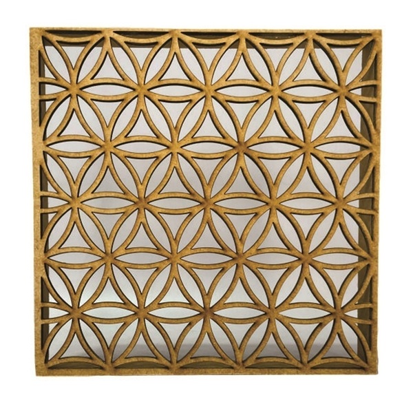 Caixa Em Mdf Com Tampa Trabalhada A Laser Dália Cru B 12x12cm