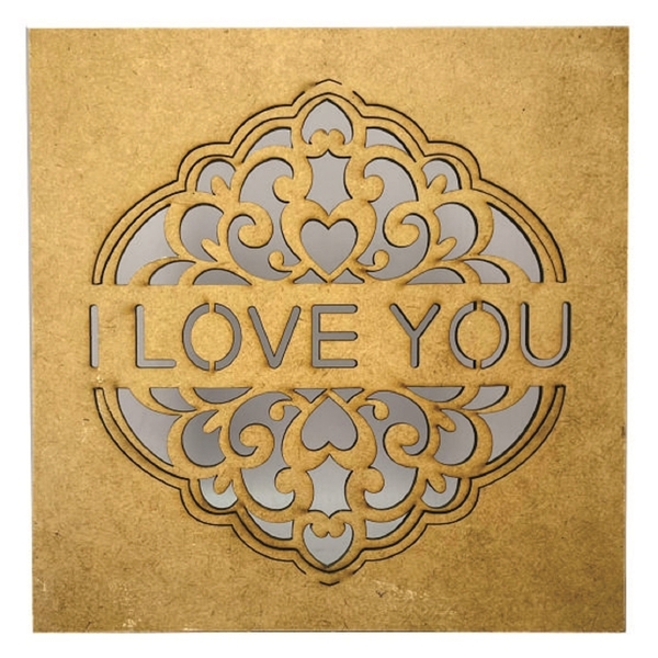 Caixa Em Mdf Com Tampa Trabalhada A Laser I Love You Cru A 8x