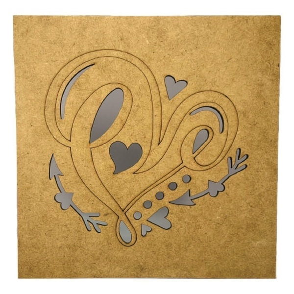 Caixa Em Mdf Com Tampa Trabalhada A Laser Love Flechas Cru A