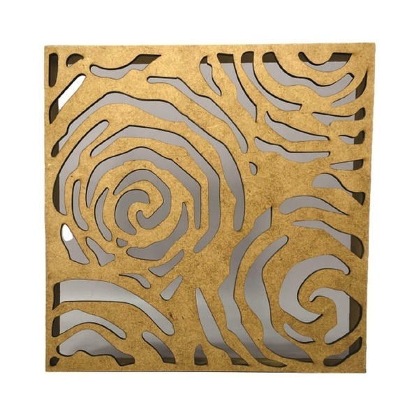 Caixa Em Mdf Com Tampa Trabalhada A Laser Padrão Rosas Cru B