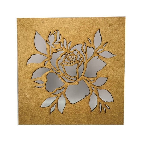 Caixa Em Mdf Com Tampa Trabalhada A Laser Rosa Única Cru A 8x