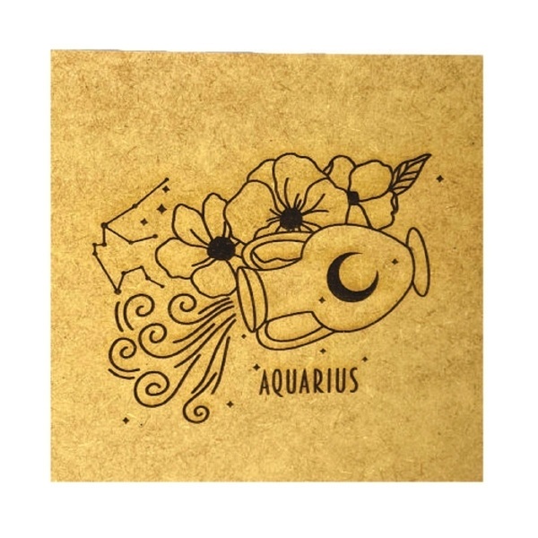 Caixa Em Mdf Horóscopo Aquário Cru 15x15x5,5cm - Decorss