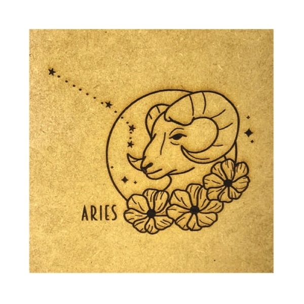 Caixa Em Mdf Horóscopo Áries Cru 15x15x5,5cm - Decorss