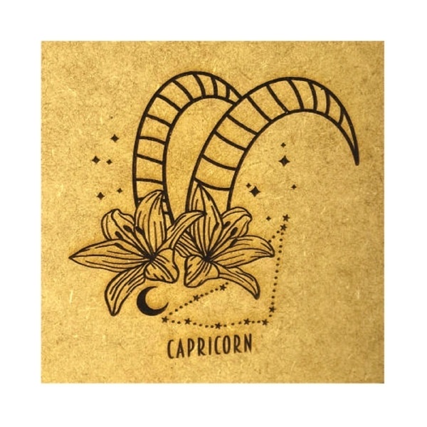 Caixa Em Mdf Horóscopo Capricórnio Cru 15x15x5,5cm - Decorss