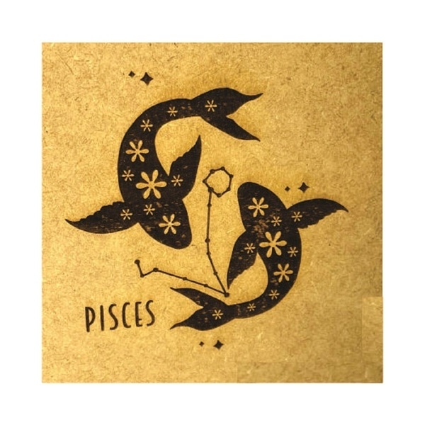 Caixa Em Mdf Horóscopo Peixes Cru 15x15x5,5cm - Decorss