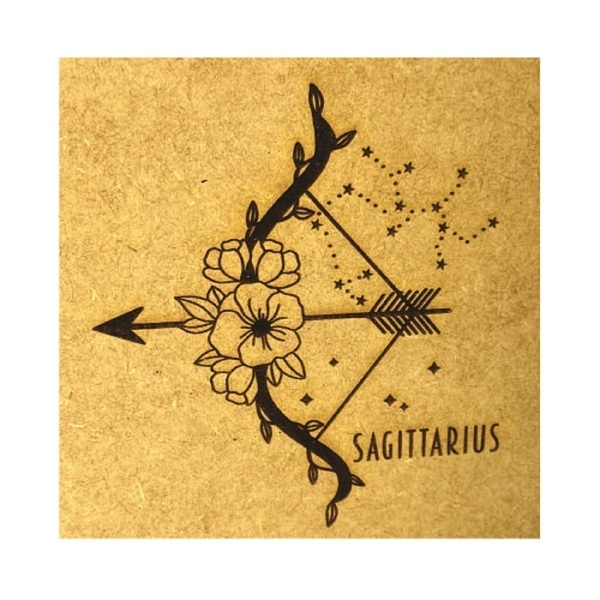 Caixa Em Mdf Horóscopo Sagitário Cru 15x15x5,5cm - Decorss