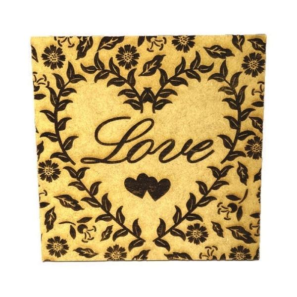 Caixa Em Mdf Love Cru 9x9x5,5cm - Decorss