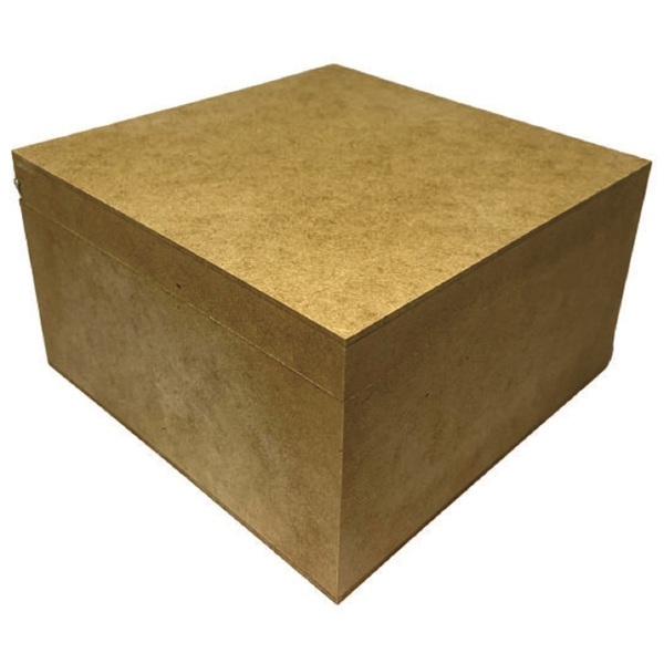 Caixa Em Mdf Quadrada Alta Com Dobradiça Cru G - Decorss