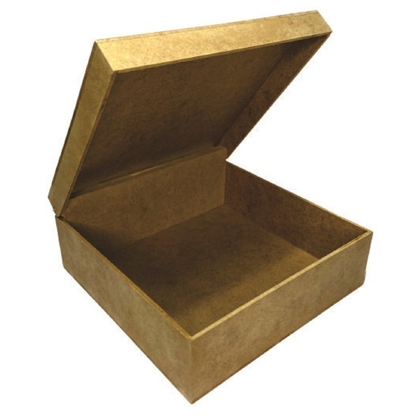 Caixa Em Mdf Quadrada Com Dobradiça Cru G - Decorss