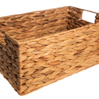 Caixa Grande De Palha Com Alças 40x26x17 Cm Fibras Naturais