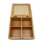 Caixa Organizadora Mesa de Bambu MDF e Plástico Natural Retangular 16,5x7,5x16,5cm Oikos