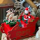 Caixa Musical Carruagem Papai Noel Decoração Natal 15x8x9cm