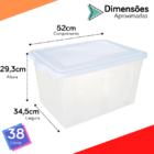 Caixa Organizadora Branco Transparente Plasvale 38 Litros