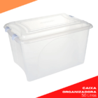 Caixa Organizadora Branco Transparente Plasvale 50 Litros