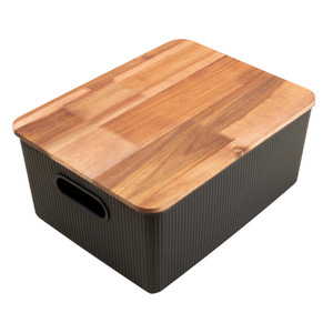 Foto de Caixa Plástico e Acácia Preta 29,5x16x38,5cm Oikos