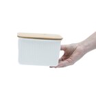 Caixa Organizadora Com Tampa De Bambu Canelada - Oikos Branca