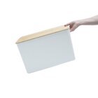 Caixa Organizadora Com Tampa De Bambu Canelada - Oikos Branca