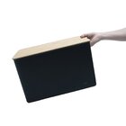 Caixa Organizadora Com Tampa De Bambu Canelada - Oikos Preta