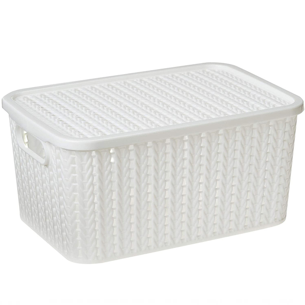 Caixa Organizadora Com Tampa Decor 2,8 Litros Trama Branca