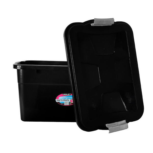 Caixa Organizadora Com Tampa Plástica 30 Litros Cor Preto