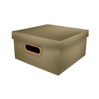 Caixa Organizadora com Tampa Plástico Dourado 25x25x15cm Protêa