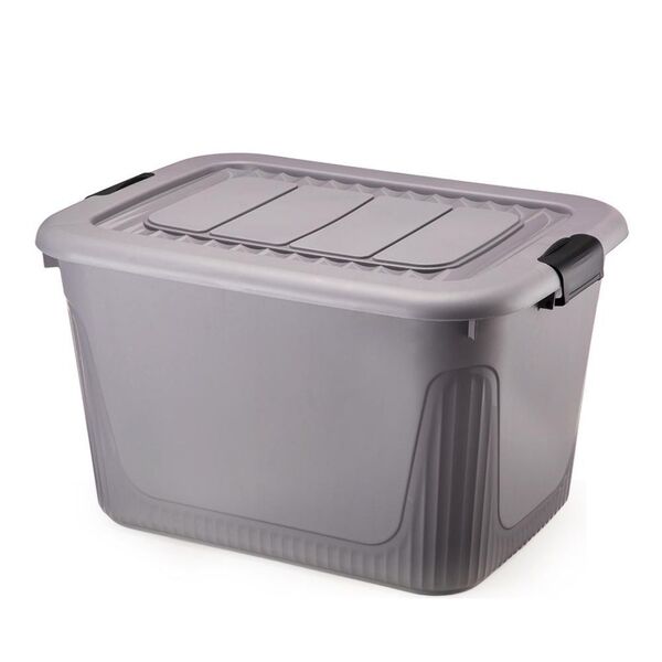 Caixa Organizadora Container 80 Trava/roda Plasnorthon - Cinza