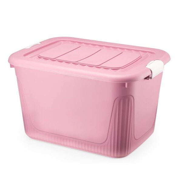 Caixa Organizadora Container 80 Trava/roda Plasnorthon - Rosa