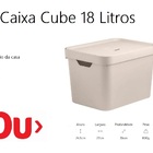 Caixa Organizadora Cube Média Com Tampa  18 L Cor Bege- Marti