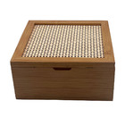 Caixa Organizadora Decorativa De Bambu 4 Nichos De Palha Xadr