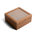 Caixa Organizadora Decorativa De Bambu 4 Nichos De Palha Xadr